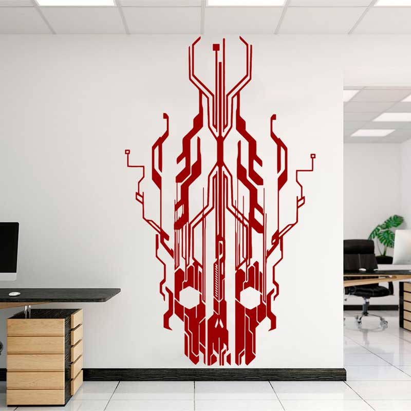 Chip Circuit Tech Skull Vinyl  - Office Tech Furniture ulasan dan harga