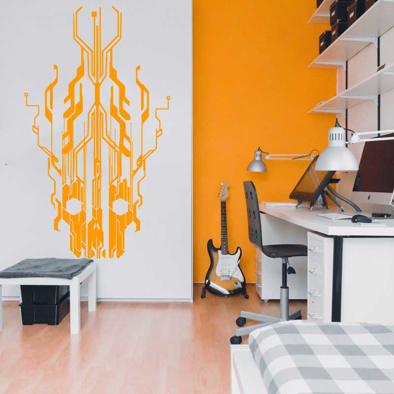 Chip Circuit Tech Skull Vinyl  - Office Tech Furniture ulasan dan harga